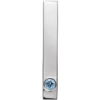 14K White Aquamarine Family Engravable Bar Slide Pendant Ref. 16233249