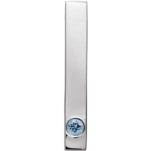 14K White Natural Aquamarine Family Engravable Bar Pendant