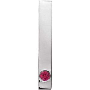 Sterling Silver Lab-Grown Ruby Family Engravable Bar Pendant