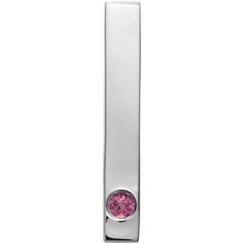 Sterling Silver Pink Tourmaline Family Engravable Bar Slide Pendant Ref. 16233288