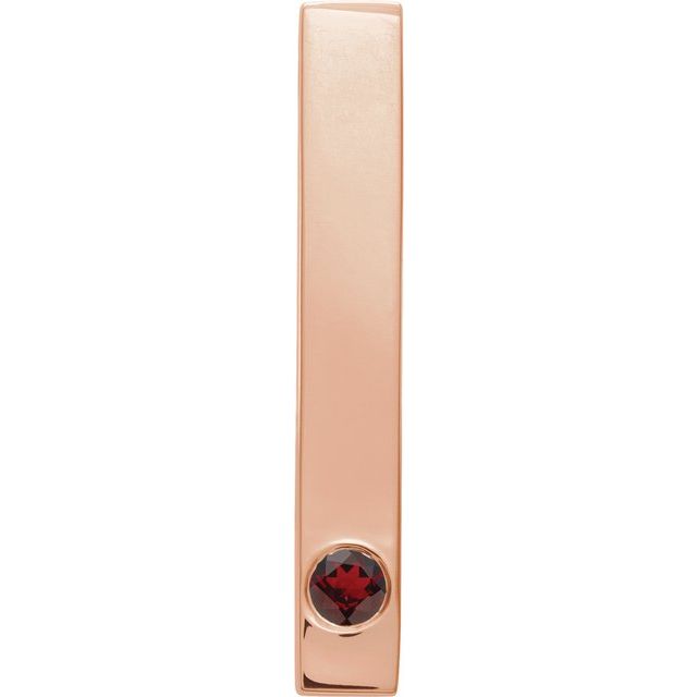 14K Rose Natural Mozambique Garnet Family Engravable Bar Pendant