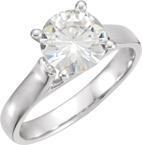 14K White 7.5 mm Round Forever One™ Lab-Grown Moissanite Solitaire Engagement Ring