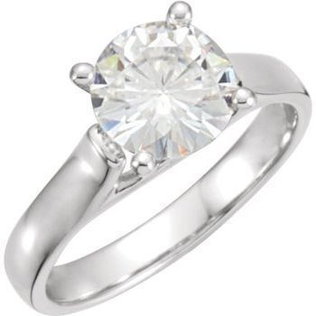 Set 6 mm Round Forever One Created Moissanite Solitaire Engagement Ring Ref 13776806