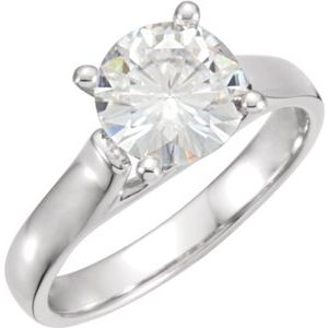 14K White 6.5 mm Round Forever One™ Lab-Grown Moissanite Solitaire Engagement Ring
