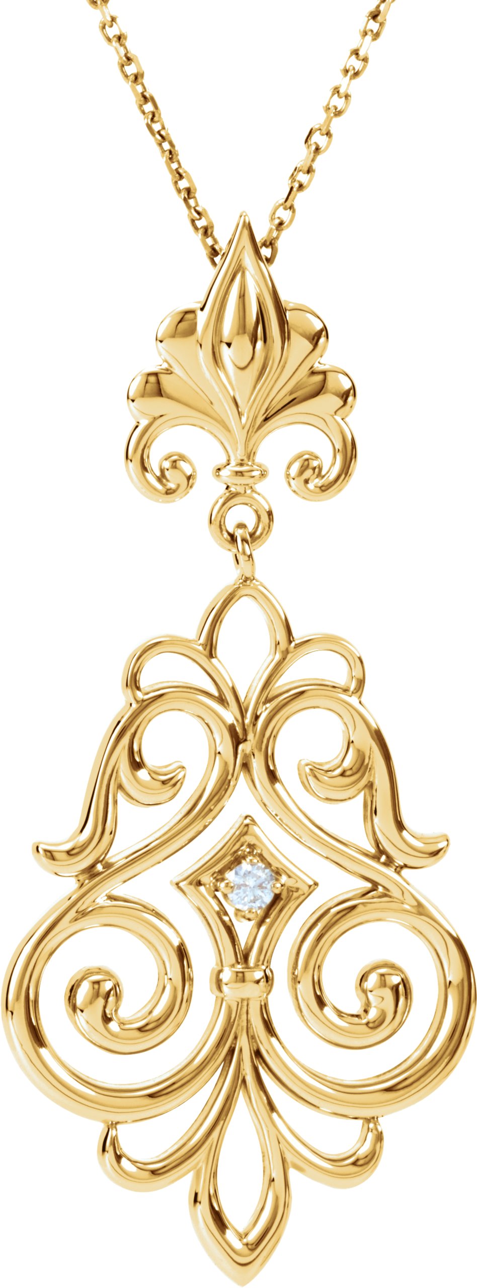 .03 CTW Natural Diamond Necklace – 14K Yellow Gold