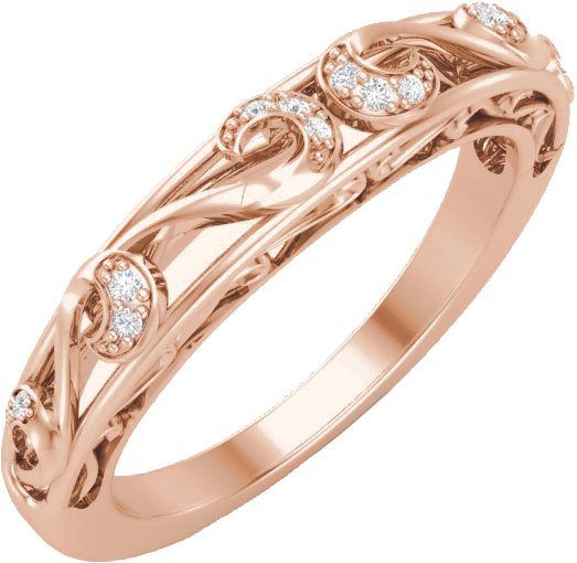 14K Rose .04 CTW Diamond Matching Band for 6.5 mm Round Ring