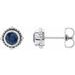 Platinum 4 mm Natural Blue Sapphire Beaded Halo-Style Earrings