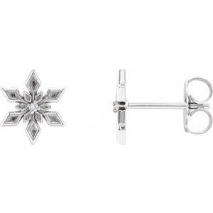 Sterling Silver .0075 CTW Natural Diamond Snowflake Earrings