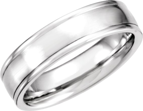 Platinum 6 mm Grooved Band with Satin Finish Size 8.5