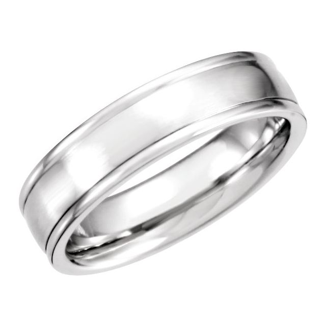 Platinum 6 mm Grooved Band with Satin Finish Size 10.5