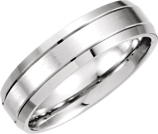 Platinum 6 mm Grooved Beveled Edge Band Size 8.5 Ref 6291980