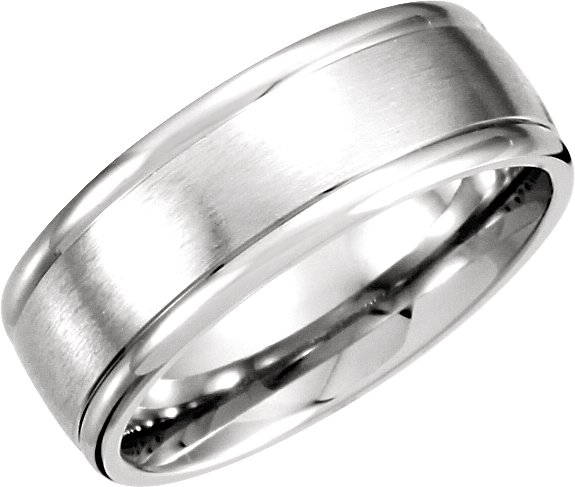 Platinum 8 mm Grooved Band with Satin Finish Size 6 Ref 6292093