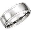 Platinum 8 mm Grooved Band with Satin Finish Size 11