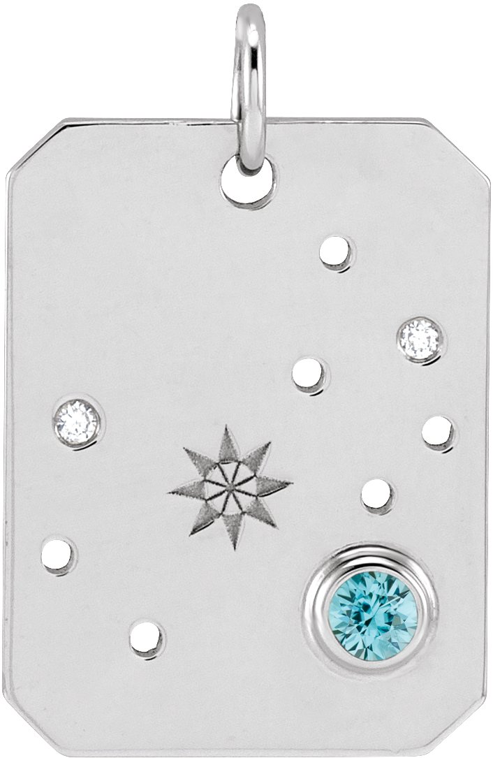 Sterling Silver Natural Blue Zircon and .0075 CTW Natural Diamond Scorpio Zodiac Constellation Pendant Ref 17891085