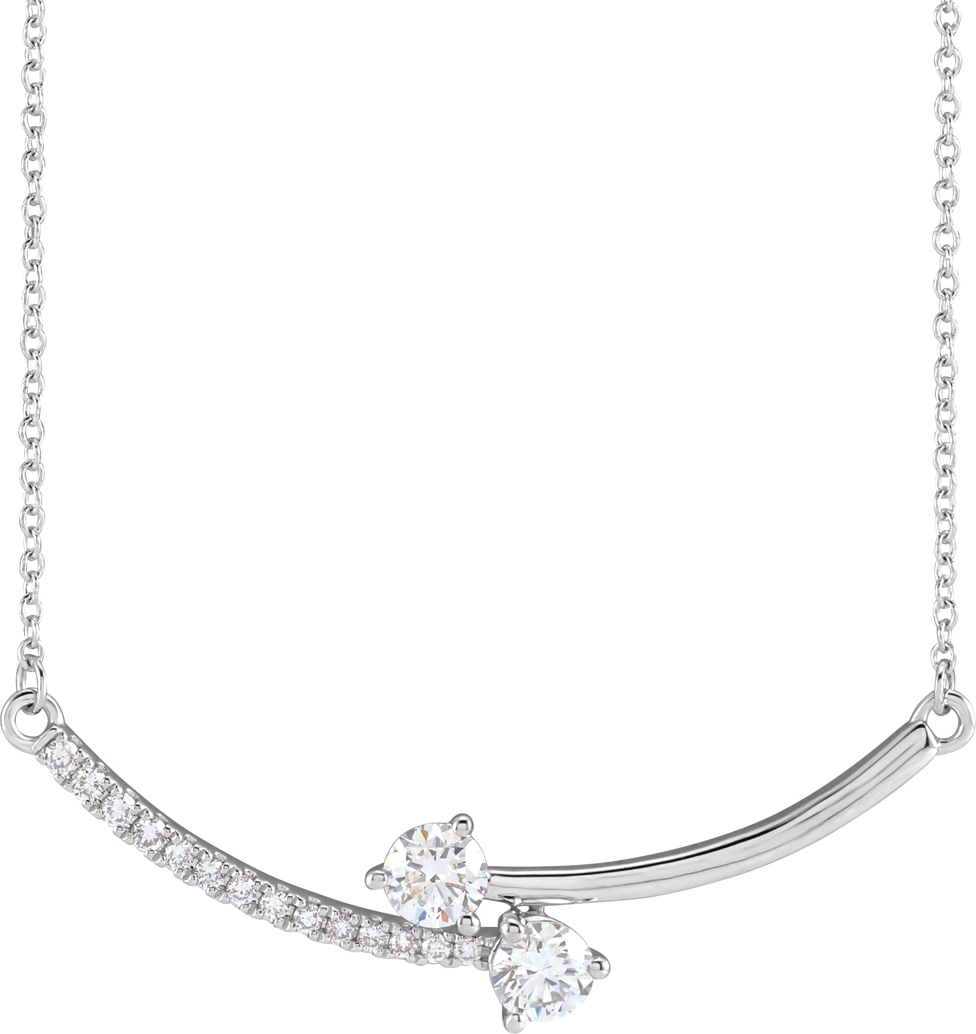 14K White 5/8 CTW Lab-Grown Diamond Two-Stone 18" Necklace