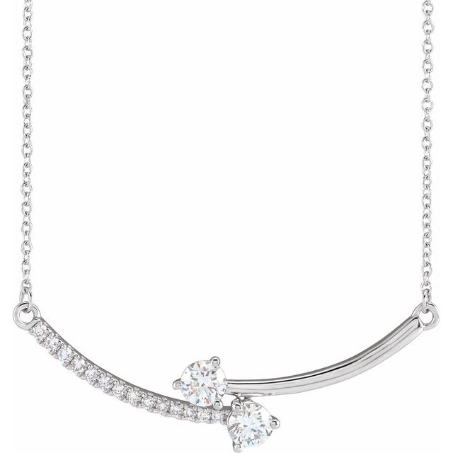 14K White 5/8 CTW Lab-Grown Diamond Two-Stone 18" Necklace