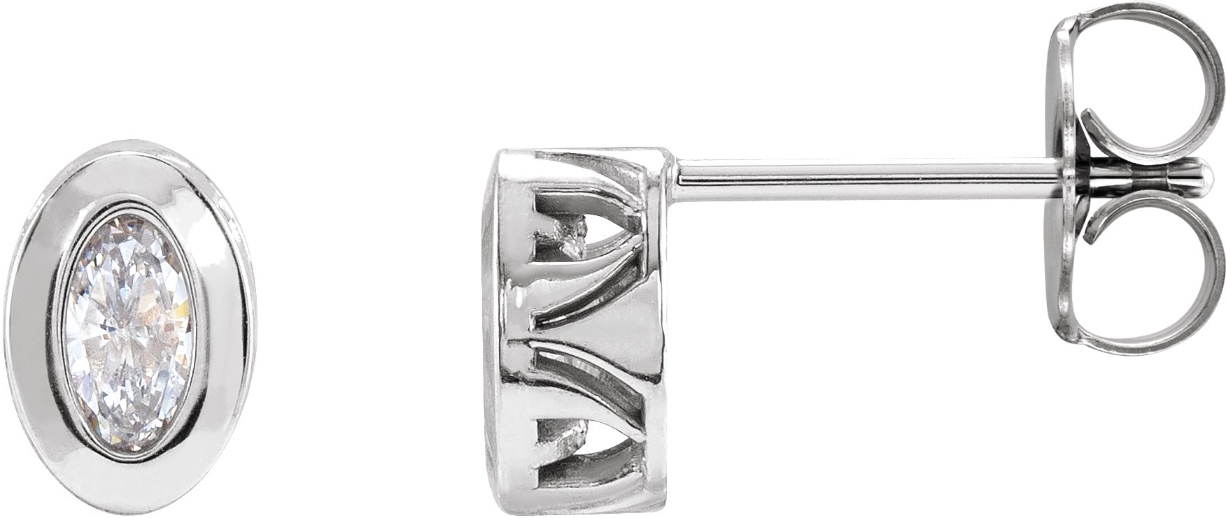 Oval Filigree Back-Set Bezel Earring Mounting