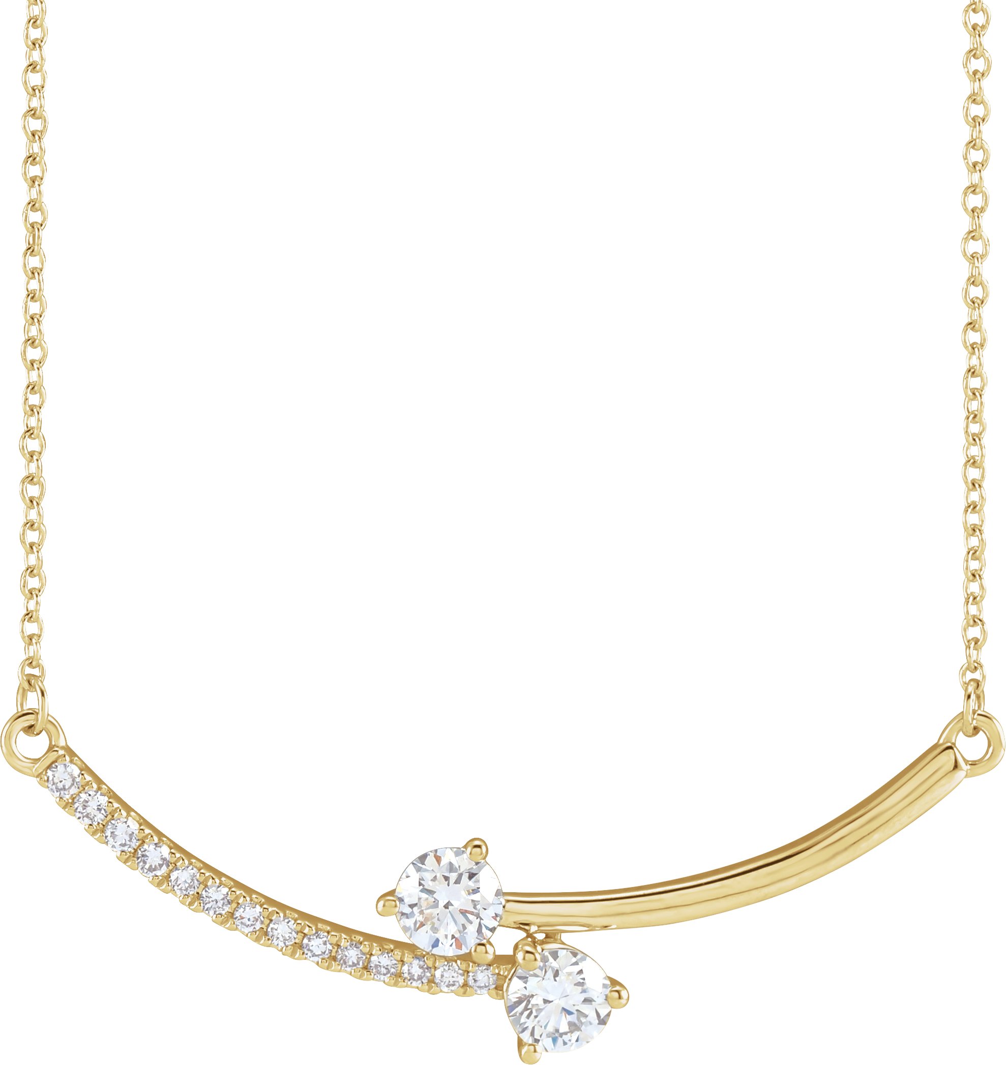 14K Yellow 0.625 CTW Lab Grown Diamond Two Stone 18 inch Necklace Ref 17733050