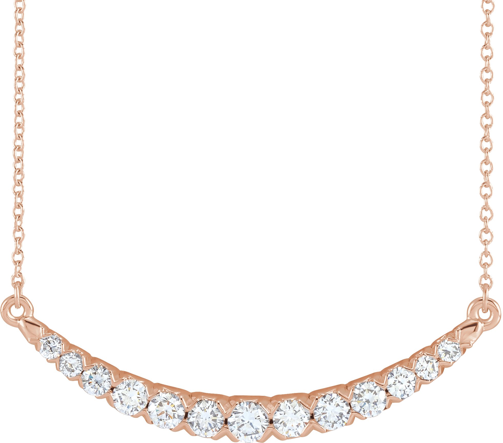 14K Rose 3/4 CTW Lab-Grown Diamond French-Set Bar 18 Necklace