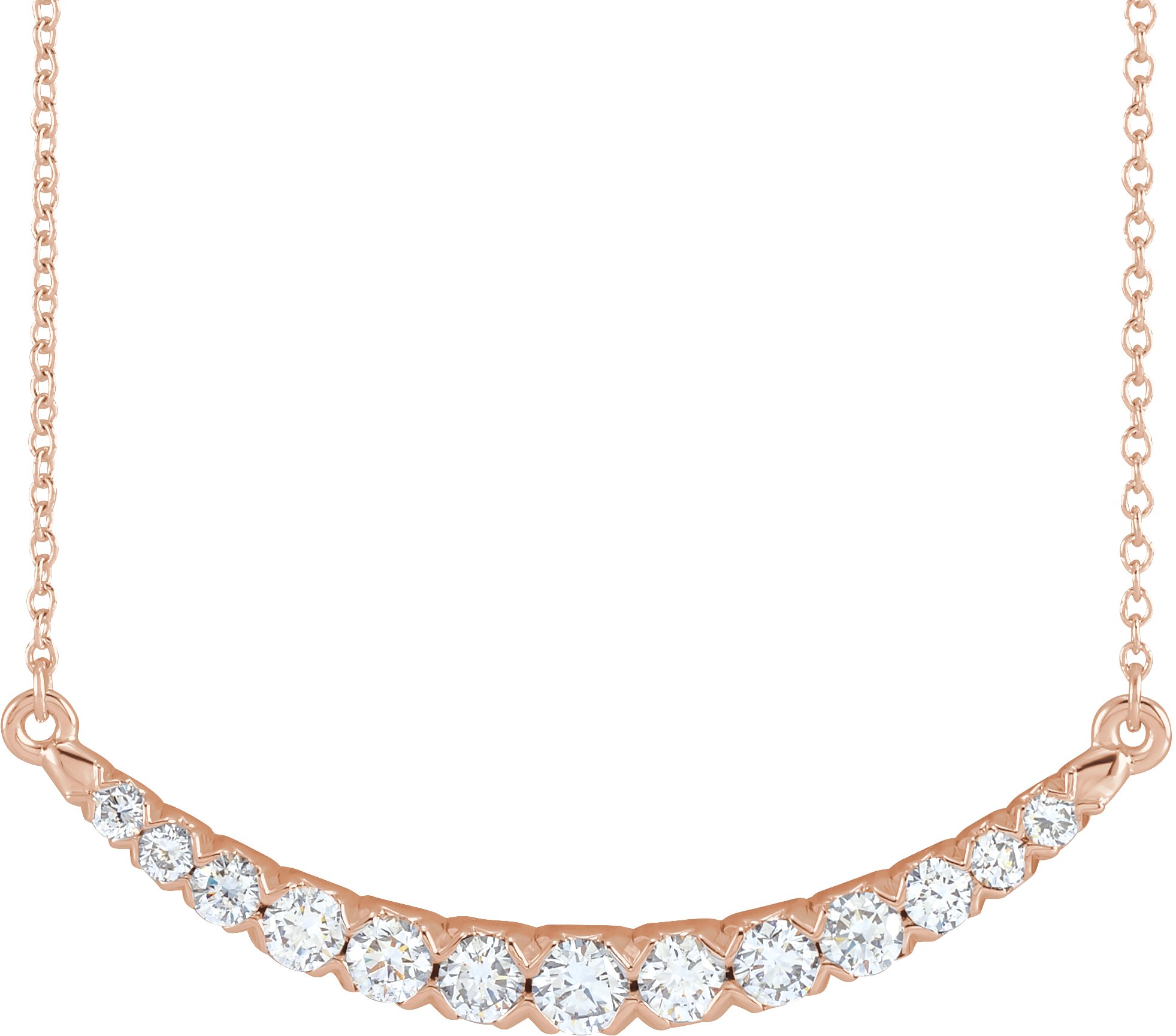 14K Rose 3/4 CTW Lab-Grown Diamond French-Set Bar 18" Necklace