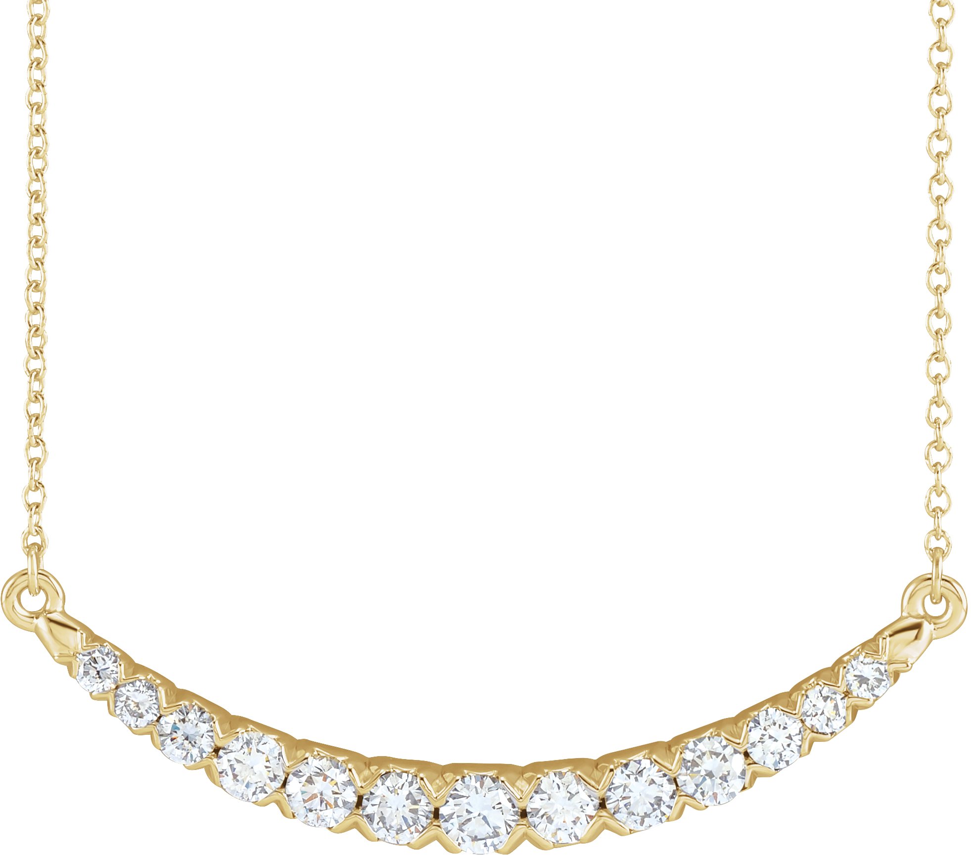 14K Yellow 3/4 CTW Lab-Grown Diamond French-Set Bar 18 Necklace
