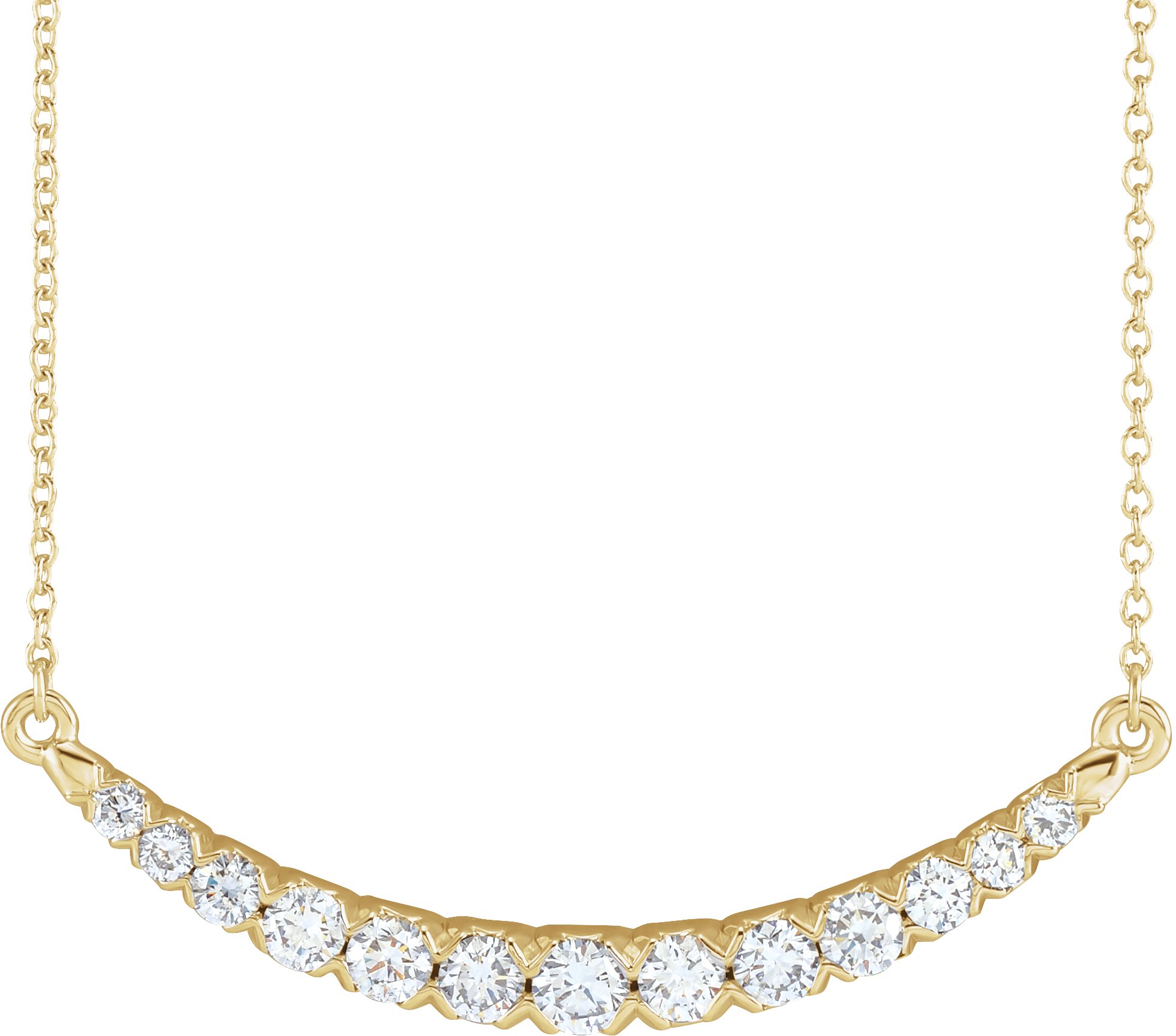 14K Yellow 3/4 CTW Lab-Grown Diamond French-Set Bar 18" Necklace