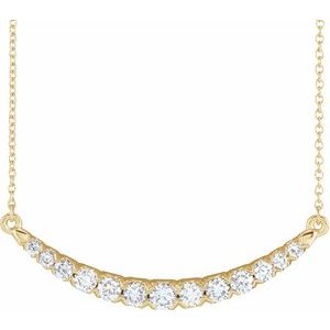 14K Yellow 3/4 CTW Lab-Grown Diamond French-Set Bar 18" Necklace