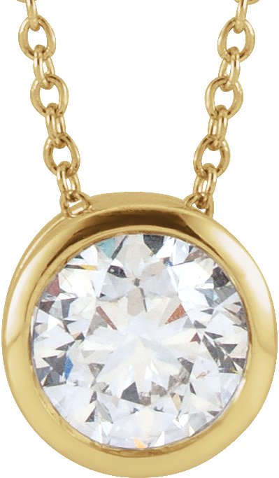 14K Yellow 3/4 CT Lab-Grown Diamond Solitaire 16-18" Necklace
