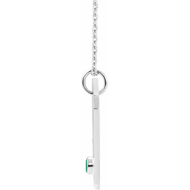 Sterling Silver Natural Emerald & .0075 CTW Natural Diamond Aries Zodiac Constellation 16-18 Necklace