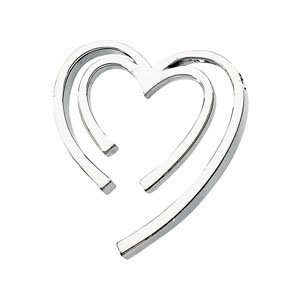 14K White Double Heart Pendant