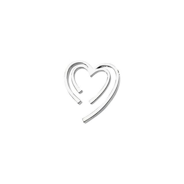 14K White Double Heart Pendant