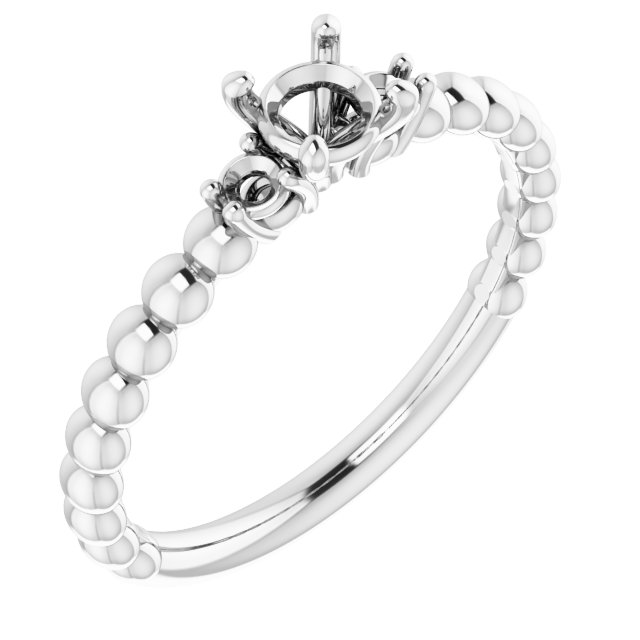 Three-Stone Beaded Engagement Ring