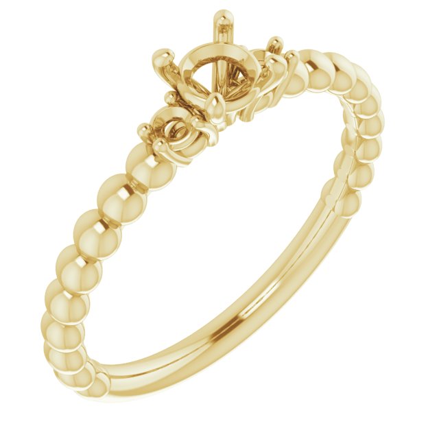 Three-Stone Beaded Engagement Ring