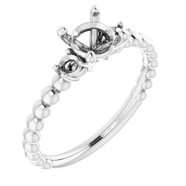 Three-Stone Beaded Engagement Ring