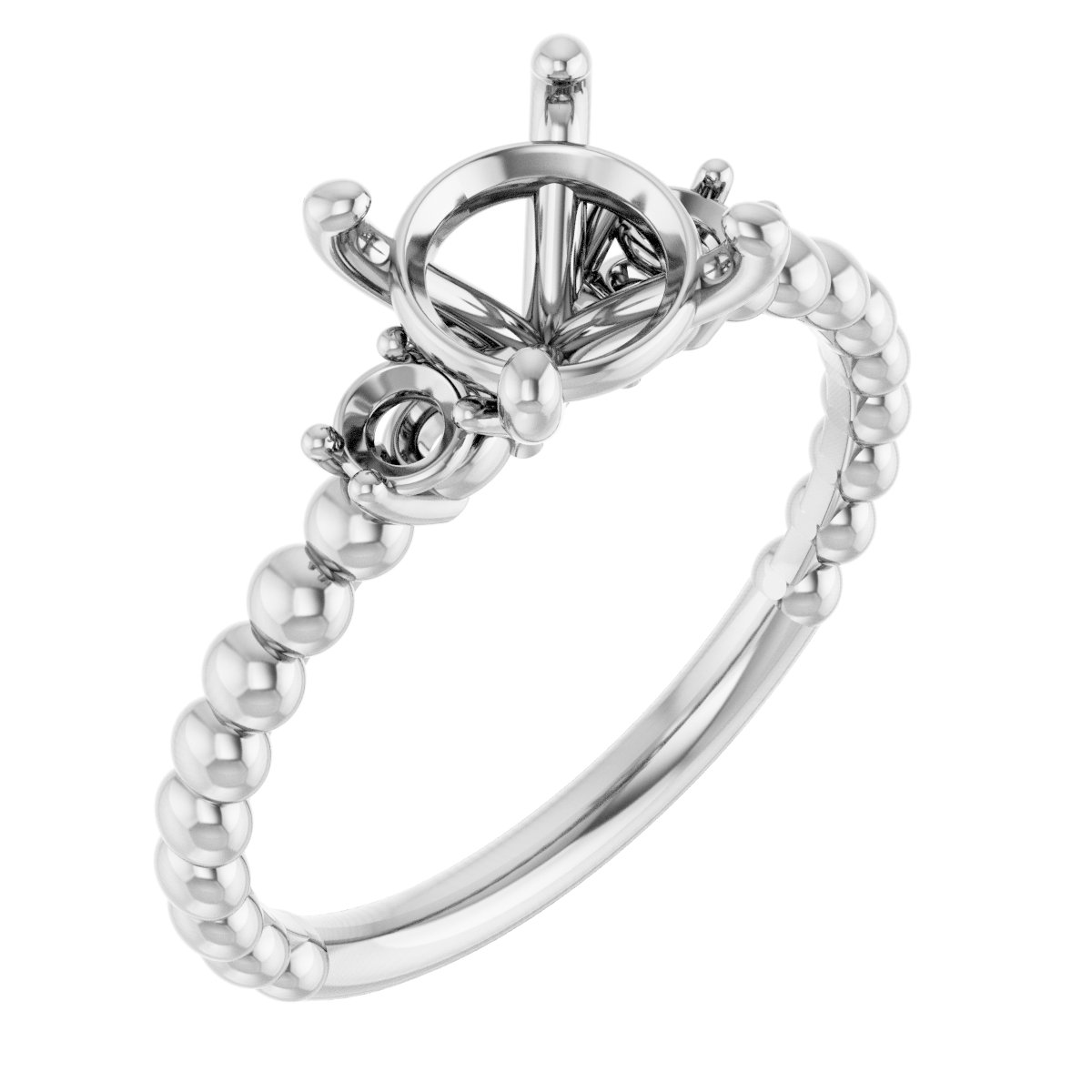 Three-Stone Beaded Engagement Ring