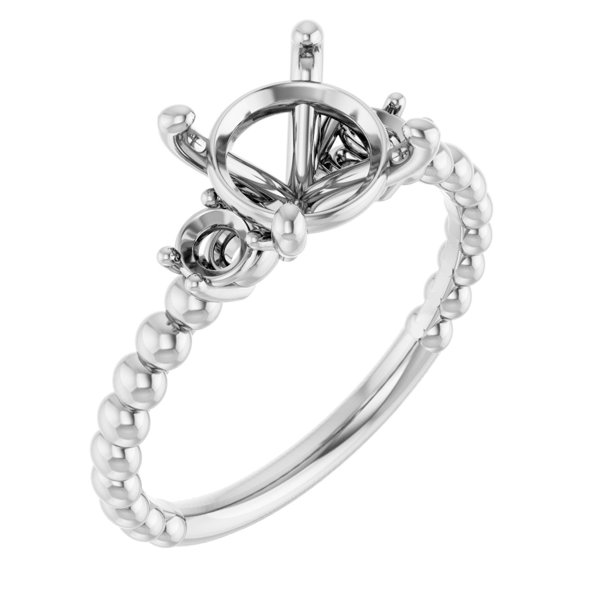 Three-Stone Beaded Engagement Ring