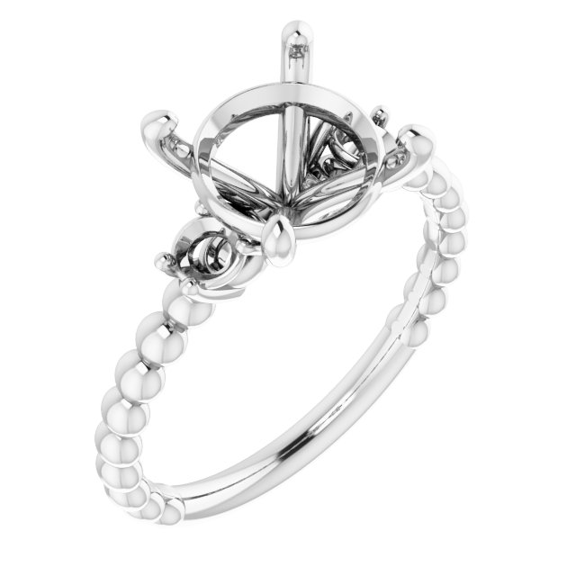 Three-Stone Beaded Engagement Ring