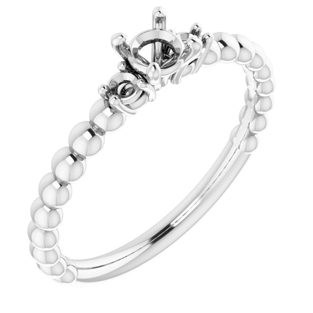 Three-Stone Beaded Engagement Ring