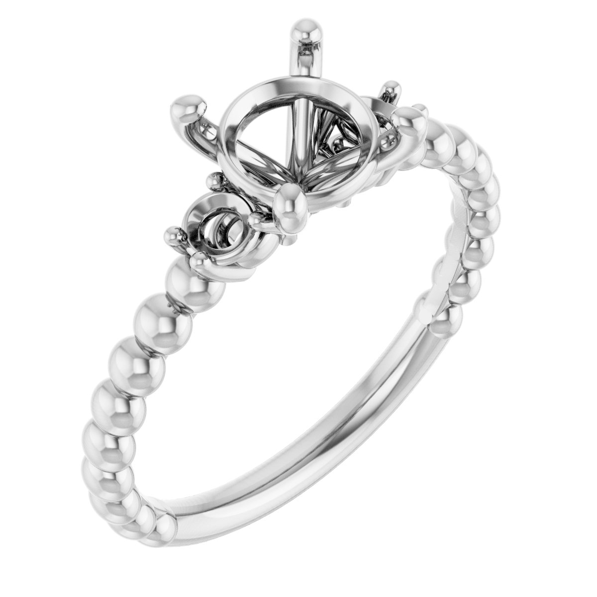 Three-Stone Beaded Engagement Ring