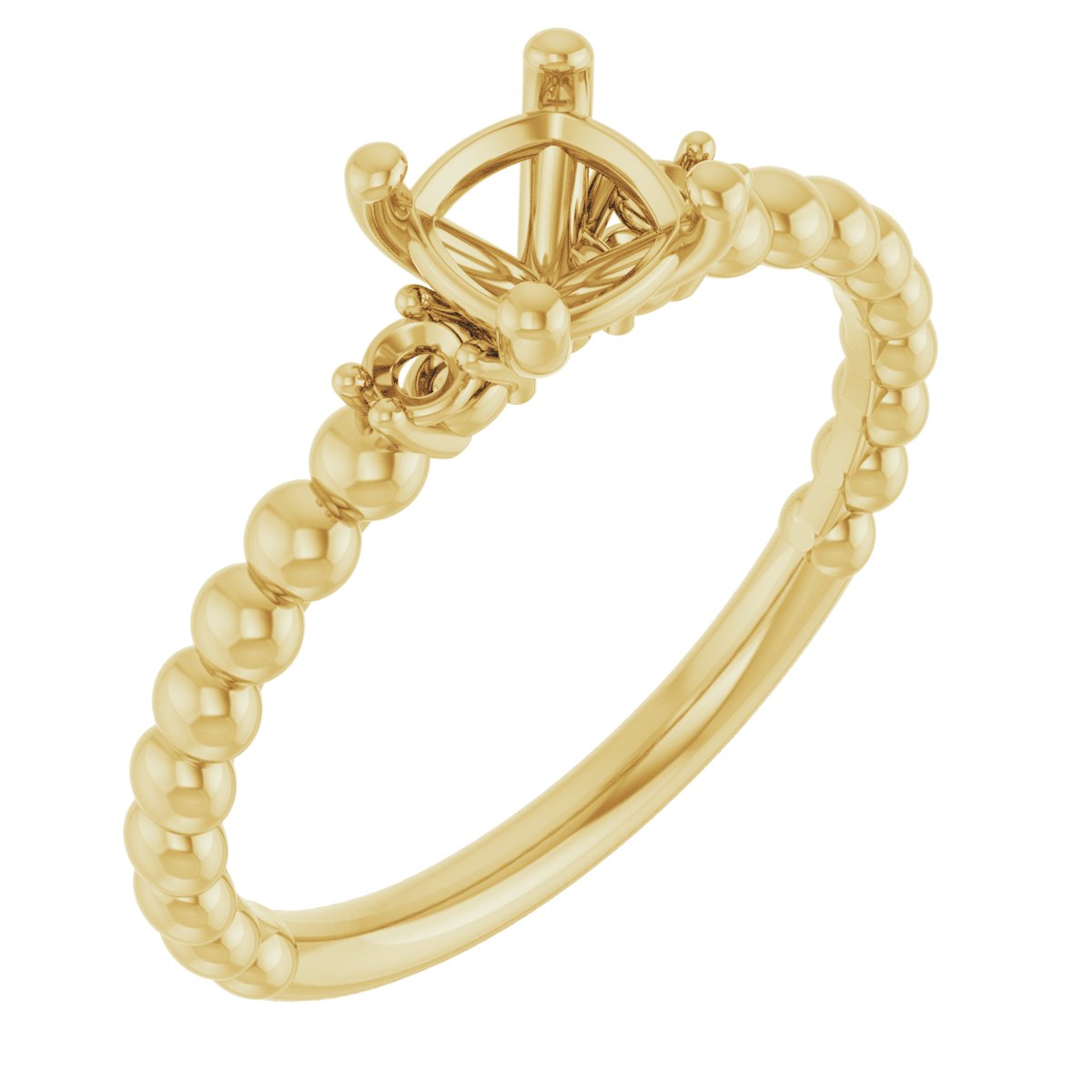 Three-Stone Beaded Engagement Ring