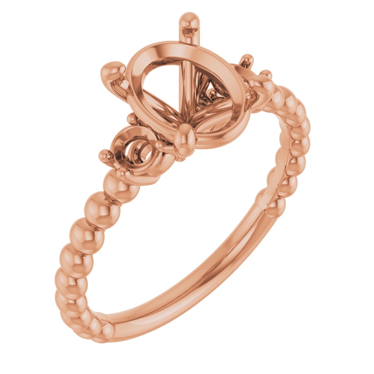 Three-Stone Beaded Engagement Ring