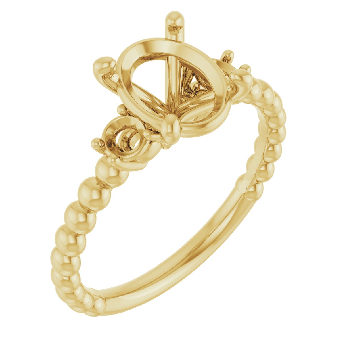 Three-Stone Beaded Engagement Ring