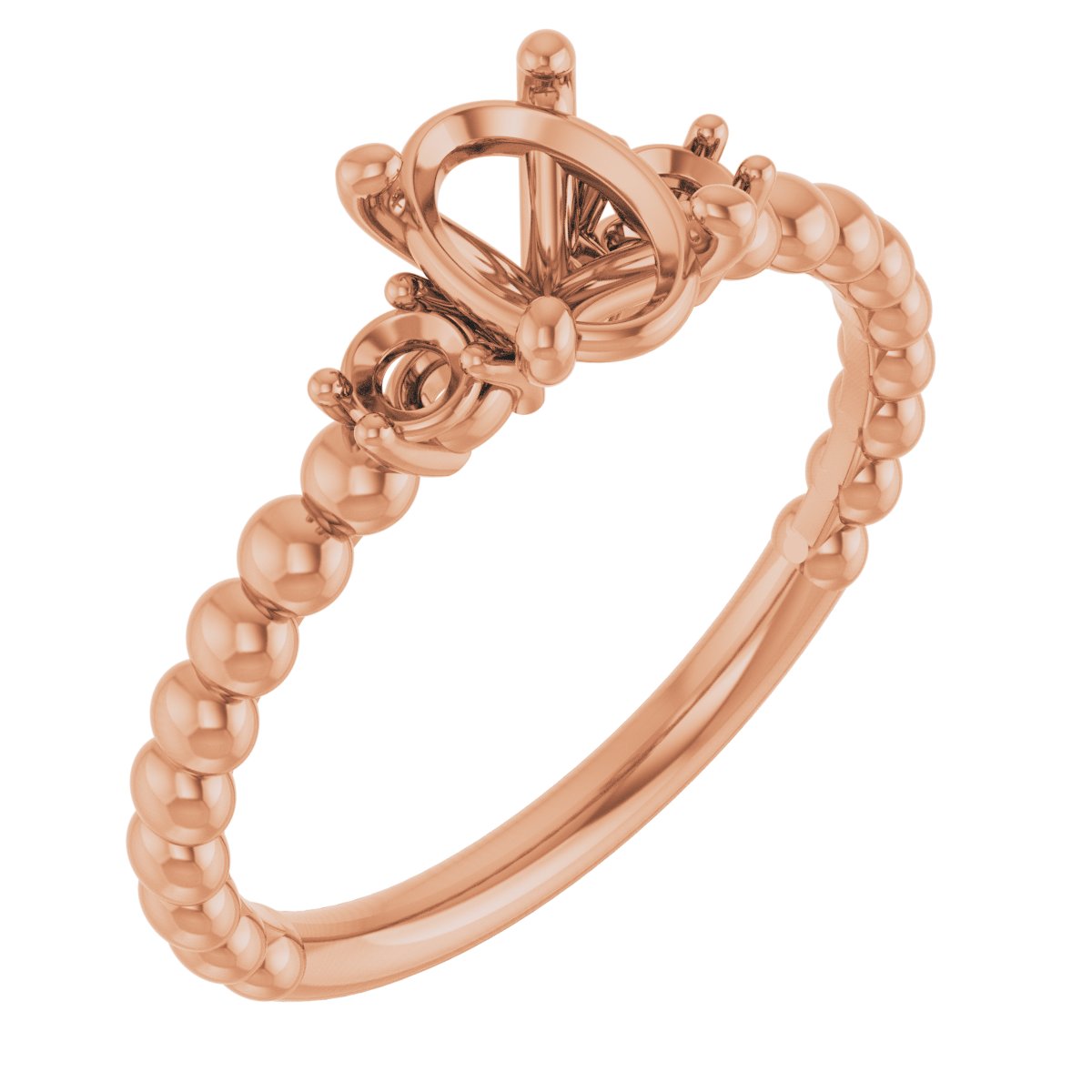Three-Stone Beaded Engagement Ring