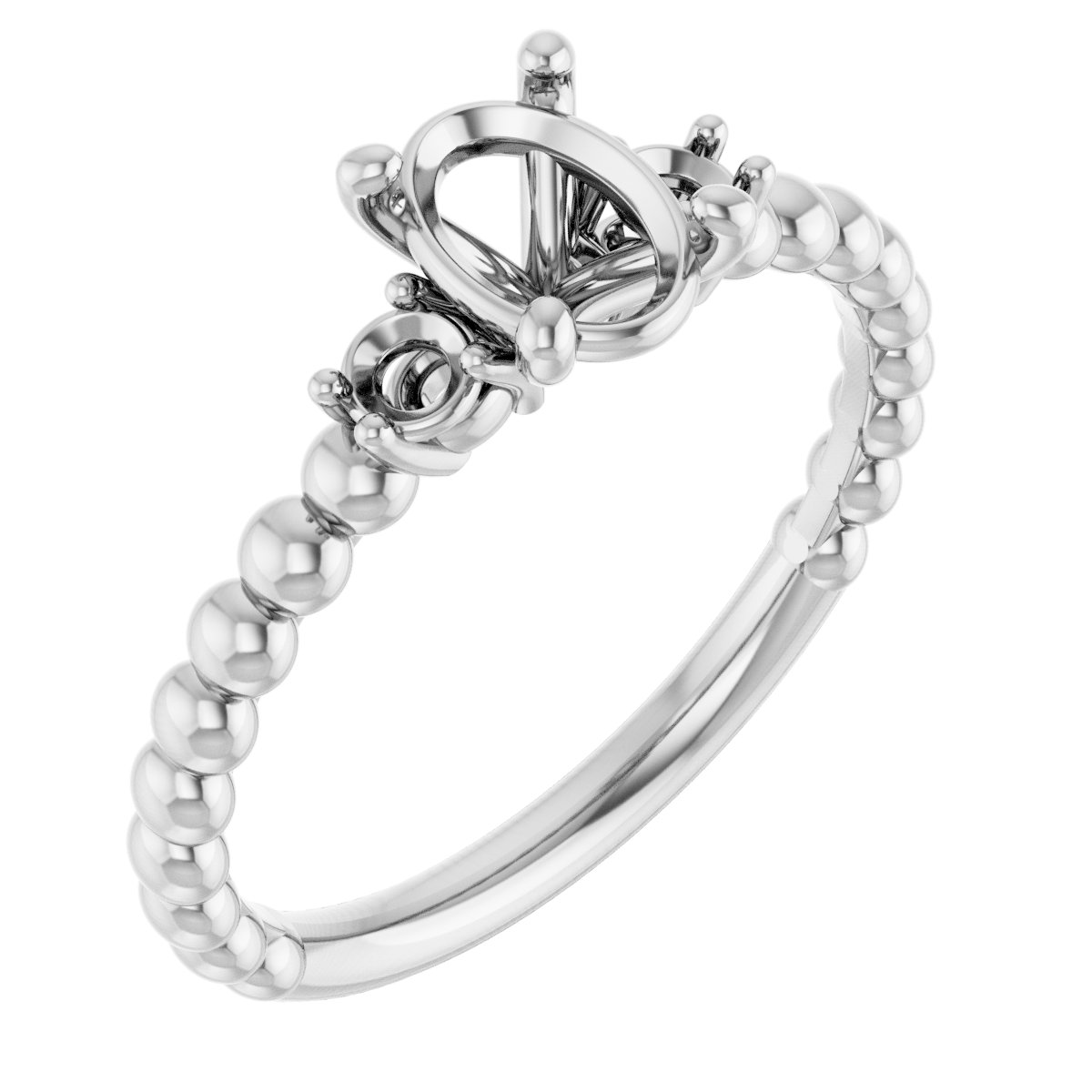 Three-Stone Beaded Engagement Ring
