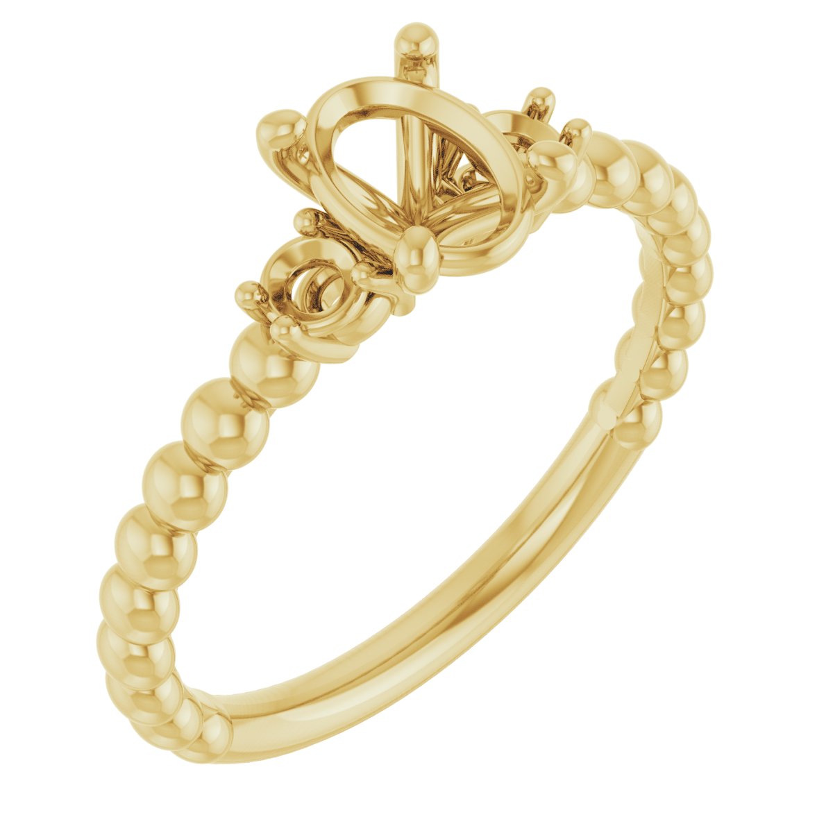 Three-Stone Beaded Engagement Ring