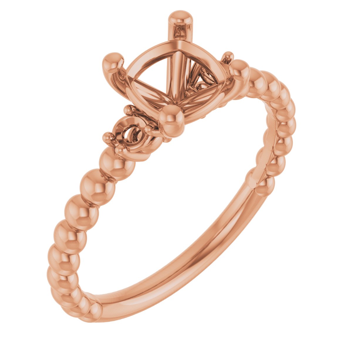 Three-Stone Beaded Engagement Ring