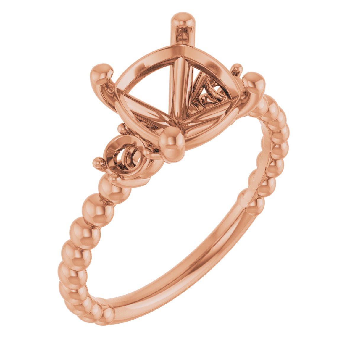 Three-Stone Beaded Engagement Ring
