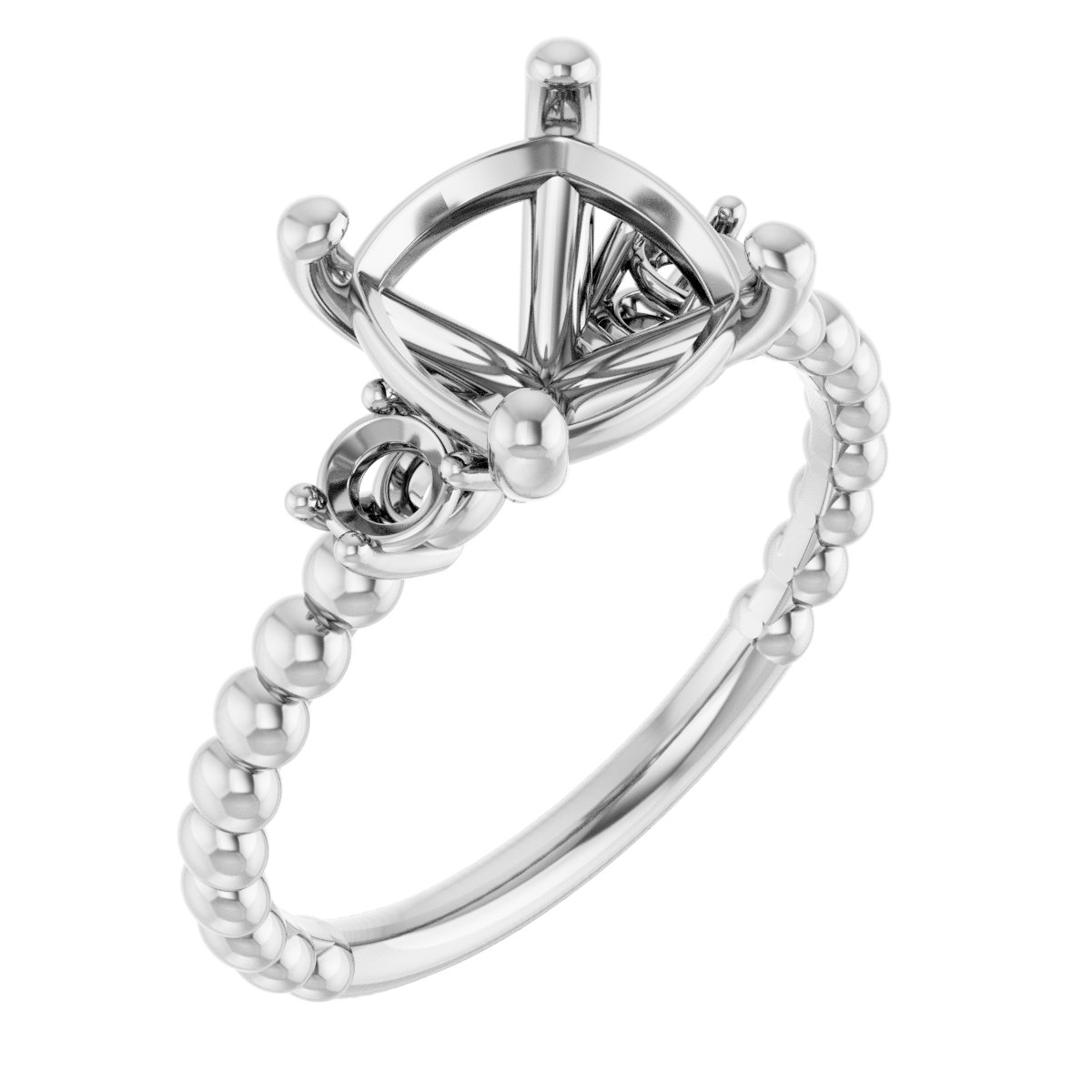Three-Stone Beaded Engagement Ring