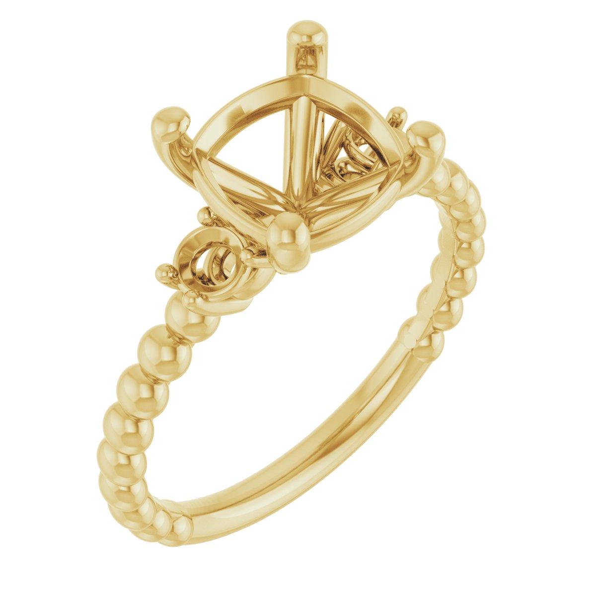 Three-Stone Beaded Engagement Ring