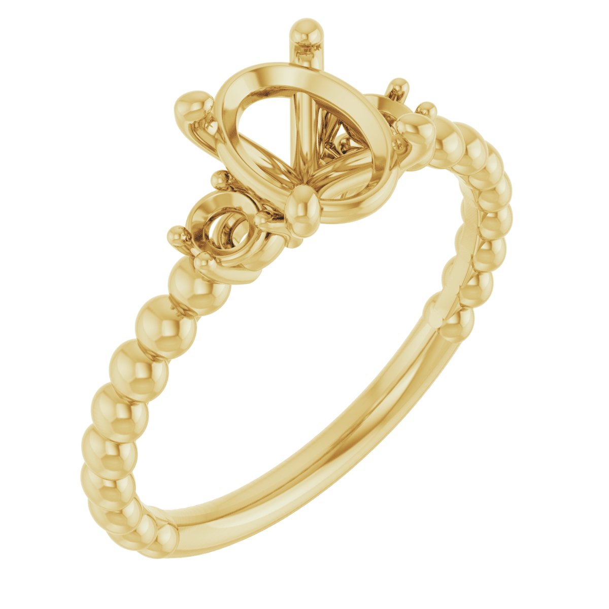 Three-Stone Beaded Engagement Ring